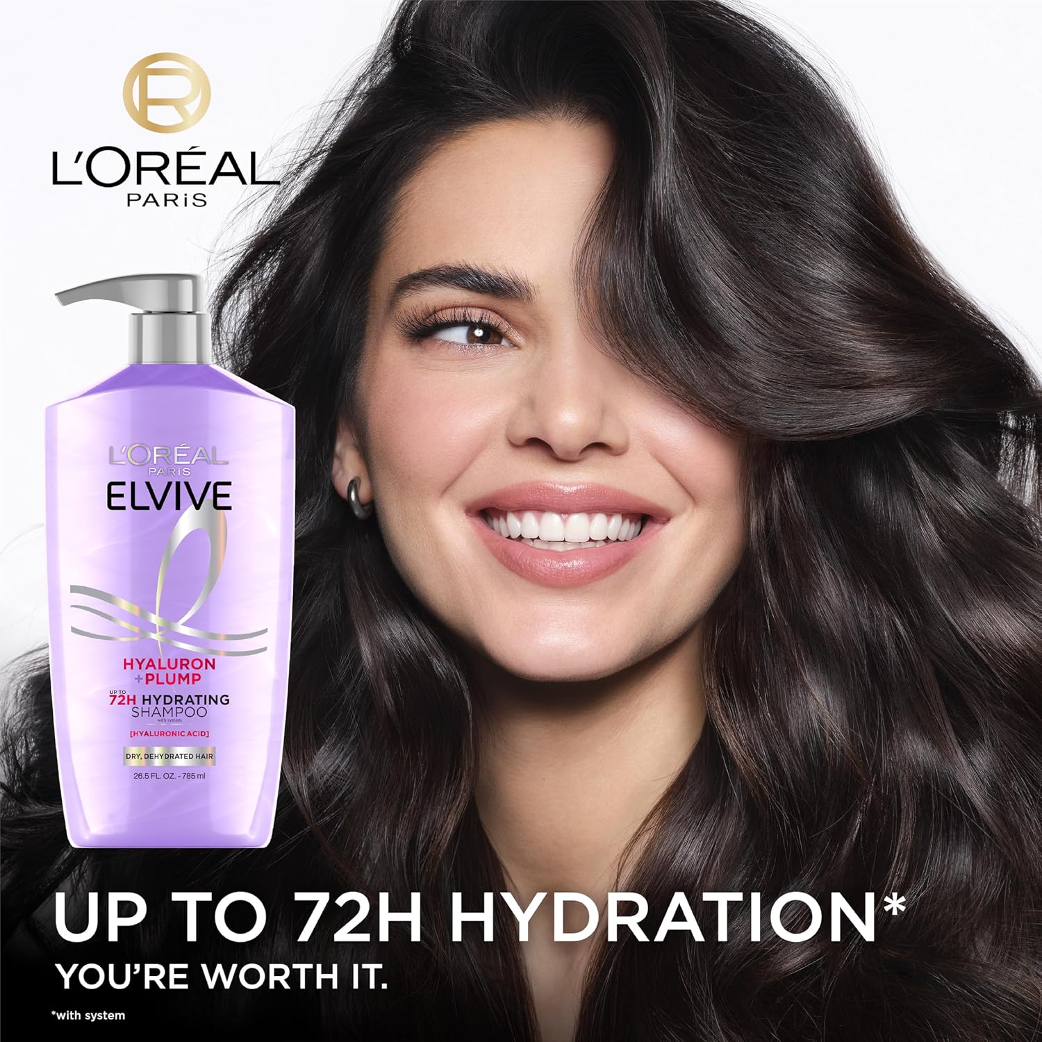 L'Oreal Paris Elvive Hyaluron Plump Shampoo, 26.5 Fl Oz - Image 3