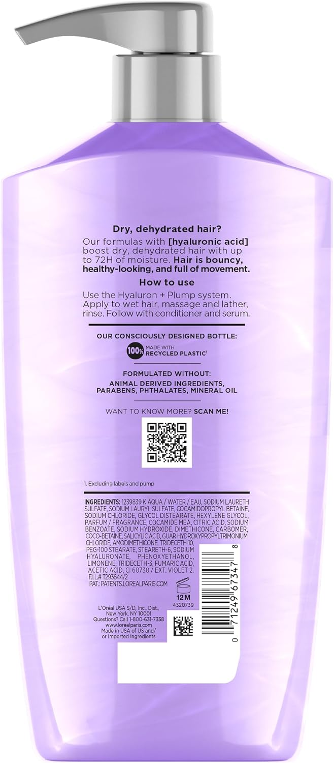 L'Oreal Paris Elvive Hyaluron Plump Shampoo, 26.5 Fl Oz - Image 10